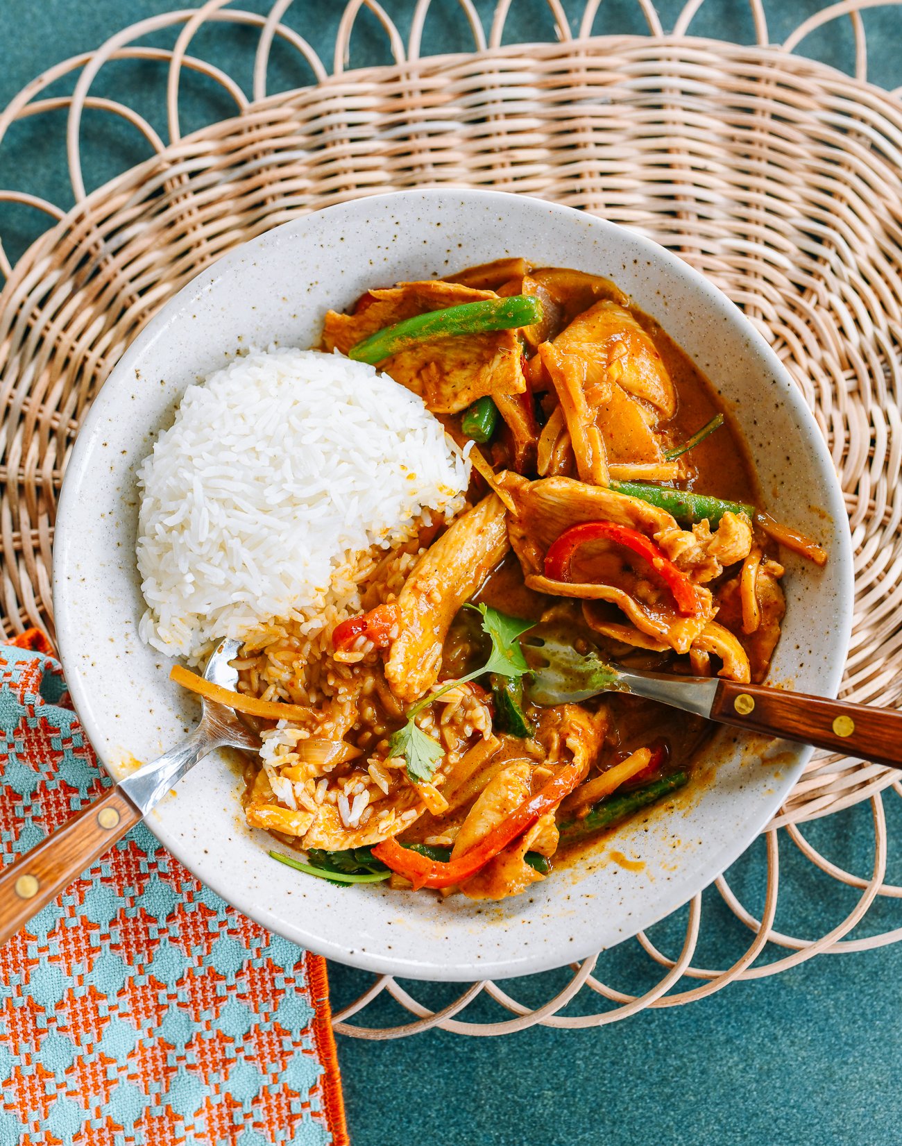 Stir-Fried-Chicken-with-Red-Curry-on-Rice - ThaiMantra Pattaya Stir-Fried-Chicken-with-Red-Curry-on-Rice