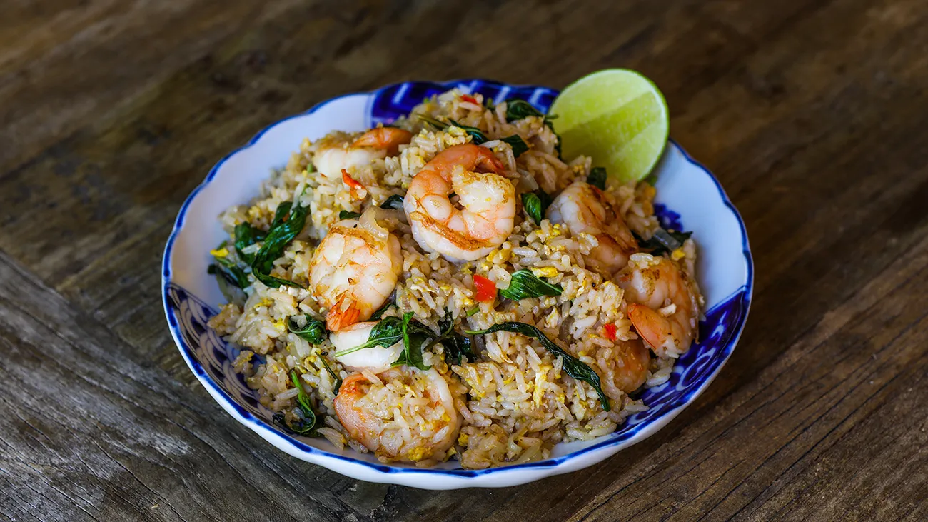 Stir-Fried-Seafood-with-Basil-Leaves-on-Rice - ThaiMantra Pattaya Stir-Fried-Seafood-with-Basil-Leaves-on-Rice